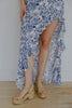 Strapless Ruffle Front Maxi - Blue