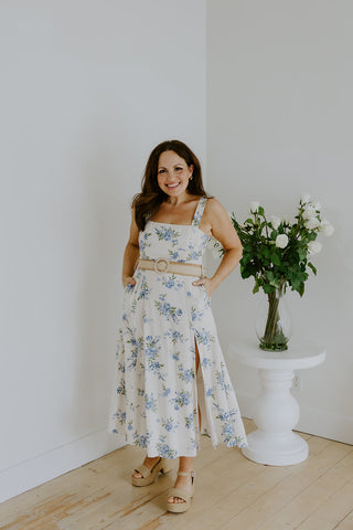 Corset Floral Dress - Blue