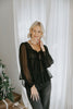 Sheer Long Sleeve Blouse - Black