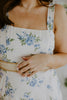 Dream Blue Linen Midi Dress with Belt