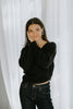 Faux Wrap Sweater - Black