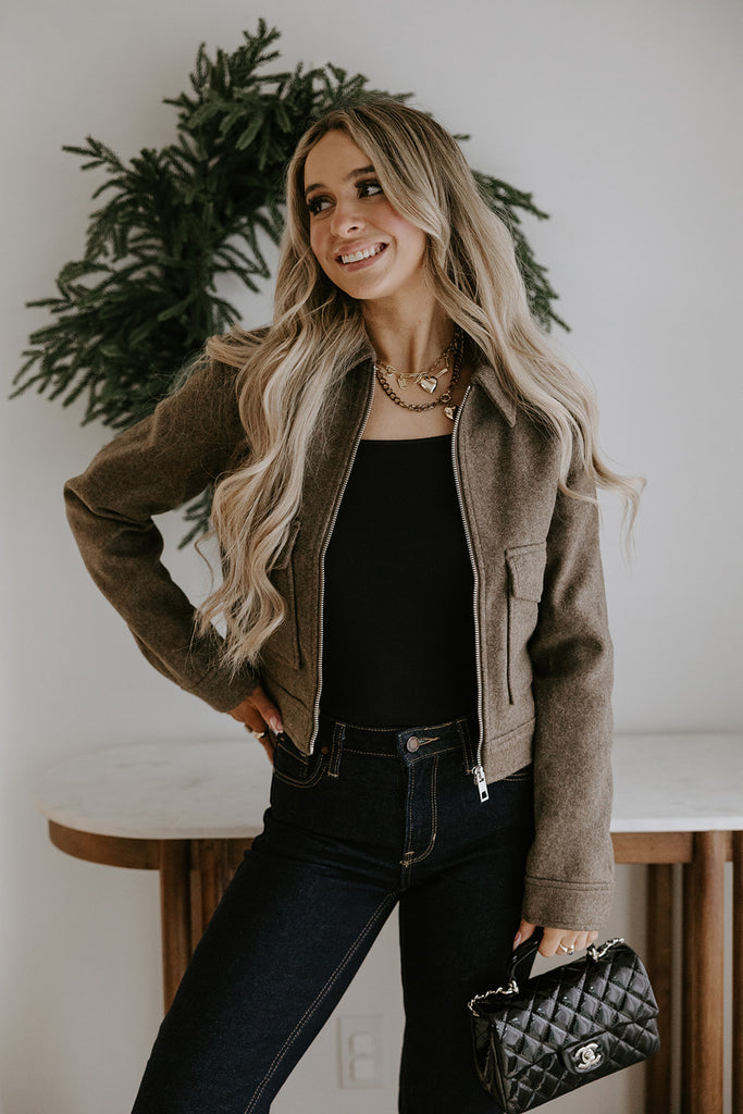 Double Pocket Felt Jacket - Brown