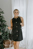 Button Up Mini Dress - Black