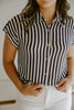 Lightweight Short Sleeve Stripe Shirt - Navy
