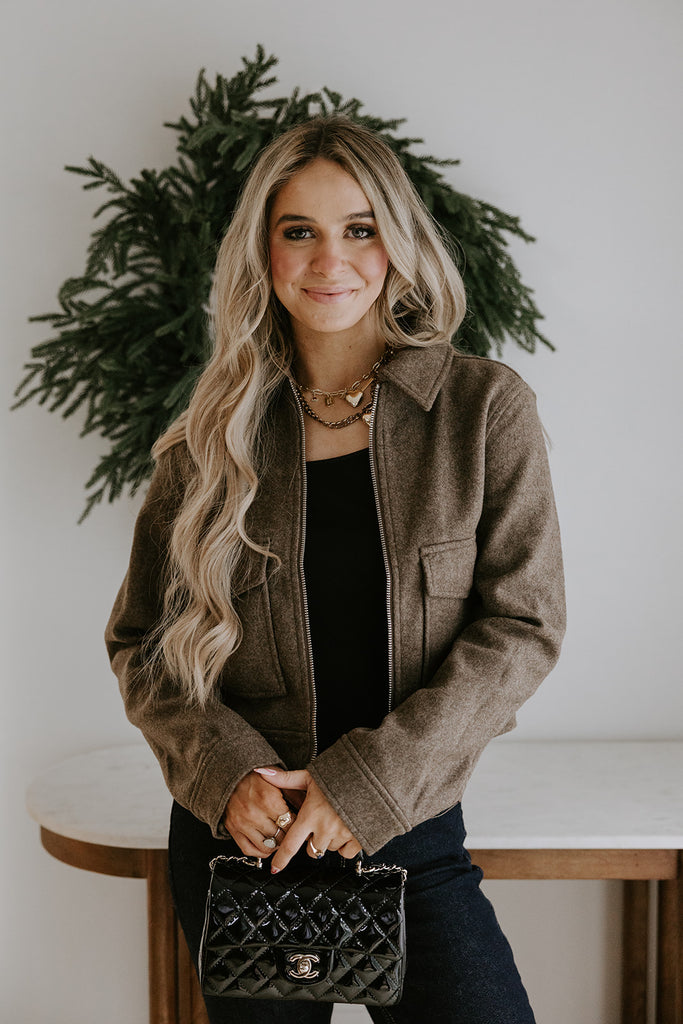 Double Pocket Felt Jacket - Brown