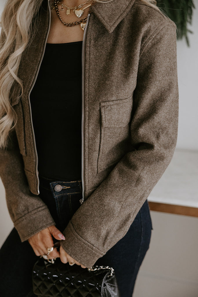 Double Pocket Felt Jacket - Brown