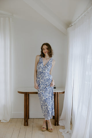 Corset Floral Dress - Blue