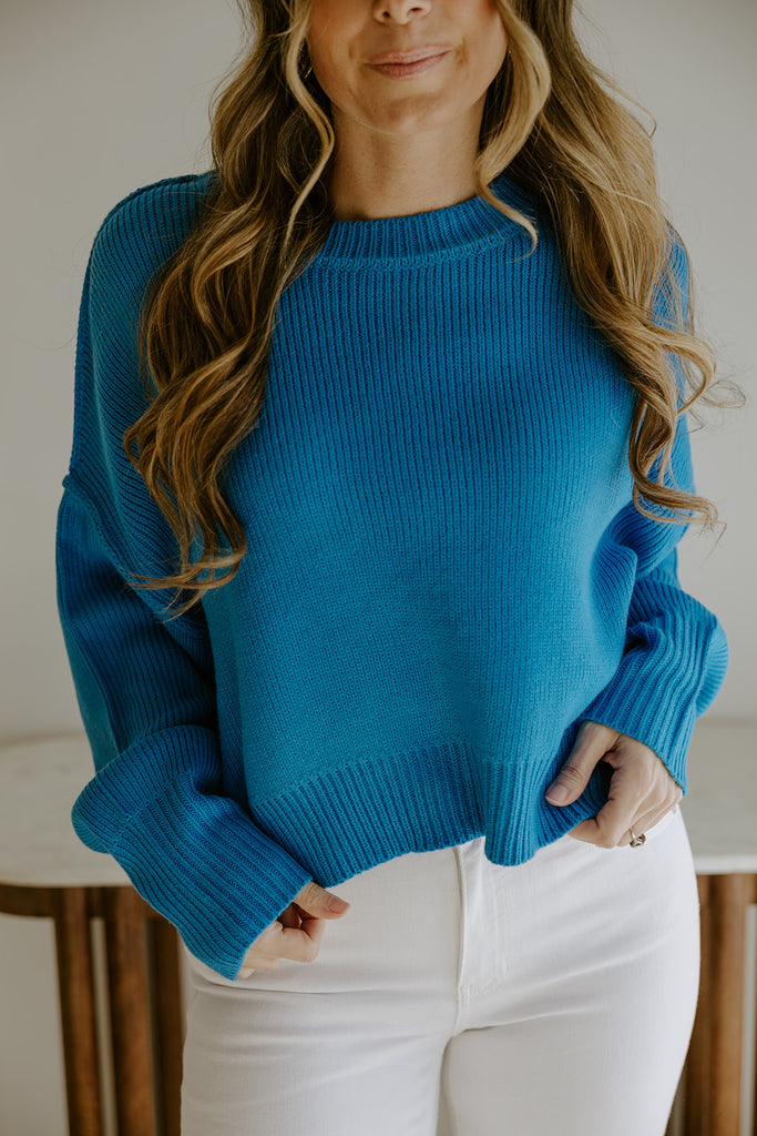 Exposed Seam Sweater - Ocean Blue