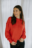 Exposed Seam Sweater with Front Seam - Red