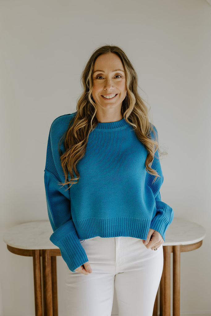 Exposed Seam Sweater - Ocean Blue