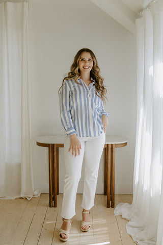 Lightweight Ruched Top Midi Dress - Blue