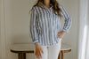 Thick Stripe Button Up - Blue
