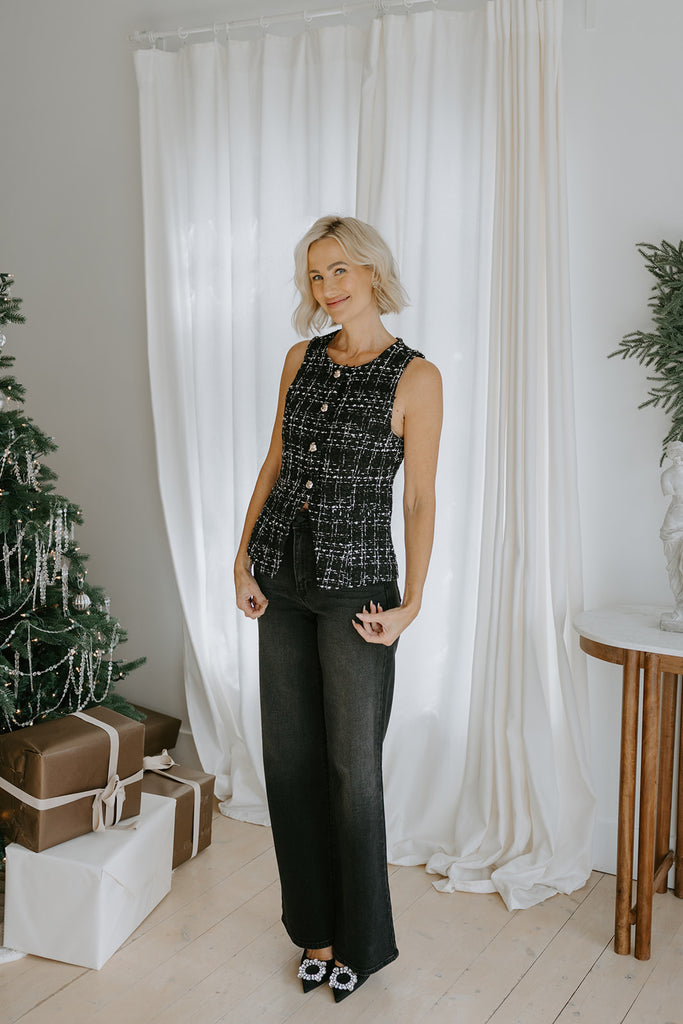 Tweed Vest - Black