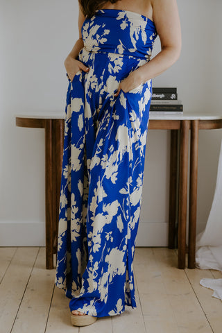 Corset Floral Dress - Blue