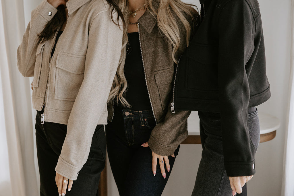 Double Pocket Felt Jacket - Brown