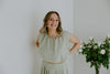 Bubble Top & Flowy Midi Skirt Set - Olive
