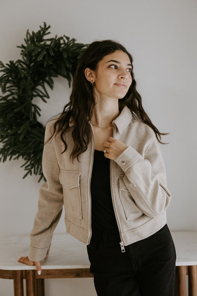 Double Pocket Felted Jacket - Oat