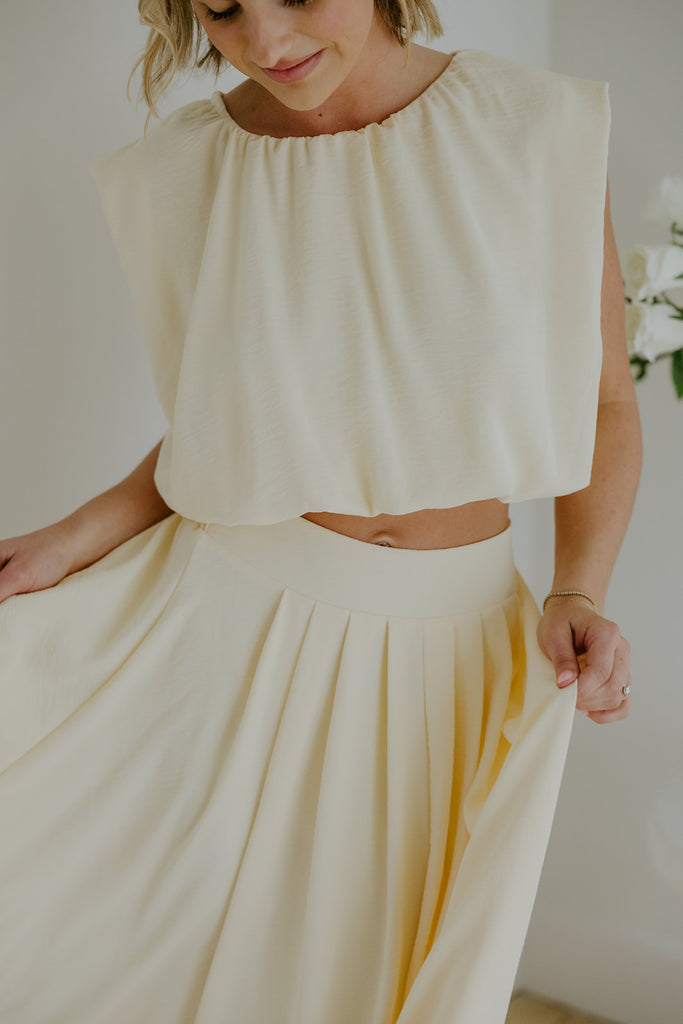Bubble Top & Midi Skirt Set - Yellow