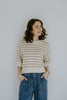 Khaki Boxy Striped Knit Sweater