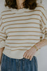 Khaki Boxy Striped Knit Sweater