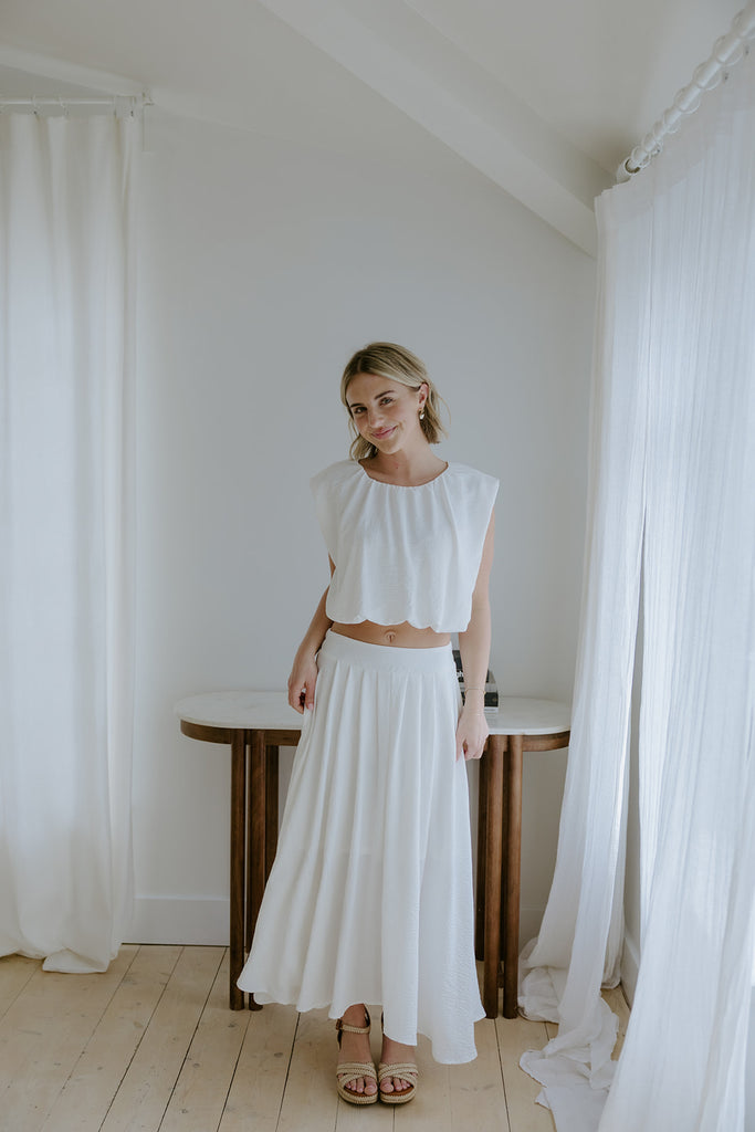 Bubble Top & Skirt Set - White