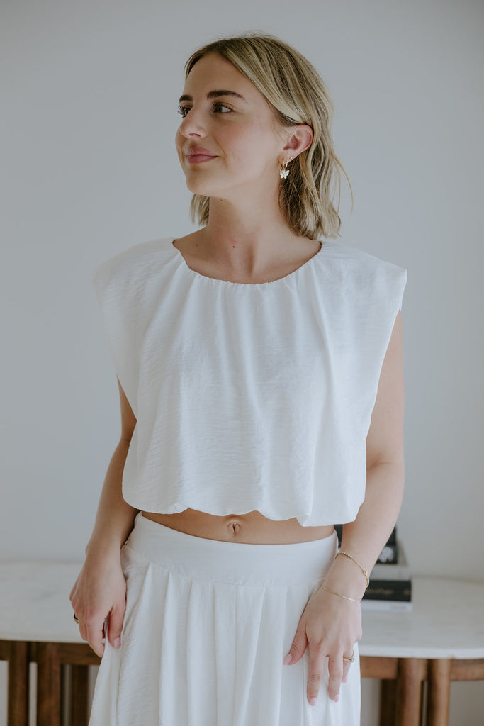 Bubble Top & Skirt Set - White