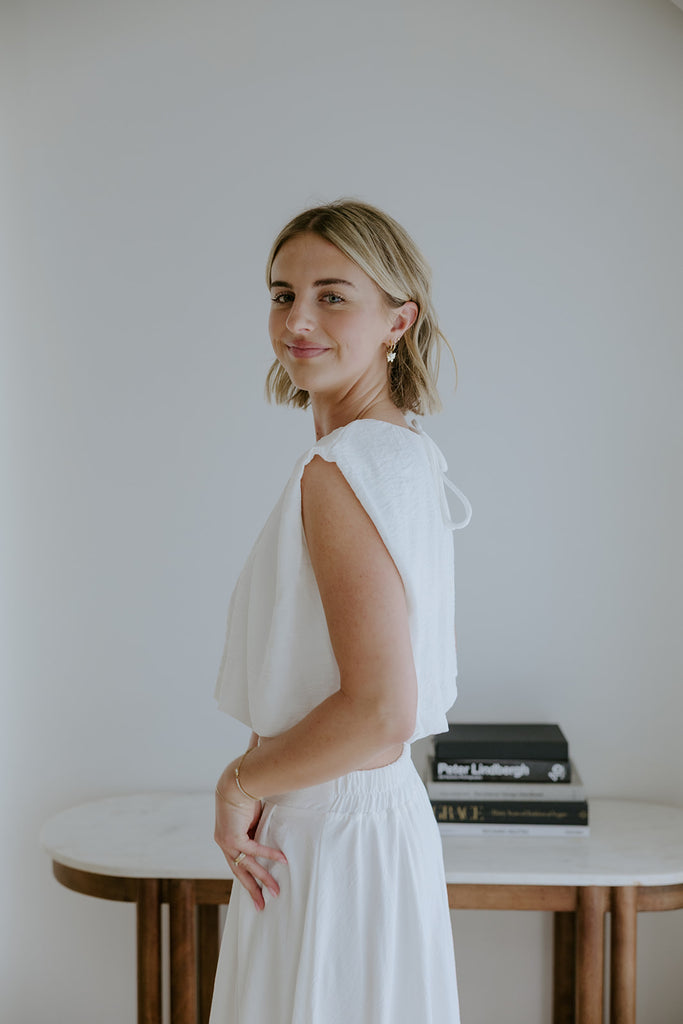 Bubble Top & Skirt Set - White