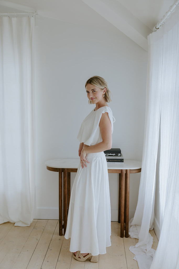 Bubble Top & Skirt Set - White