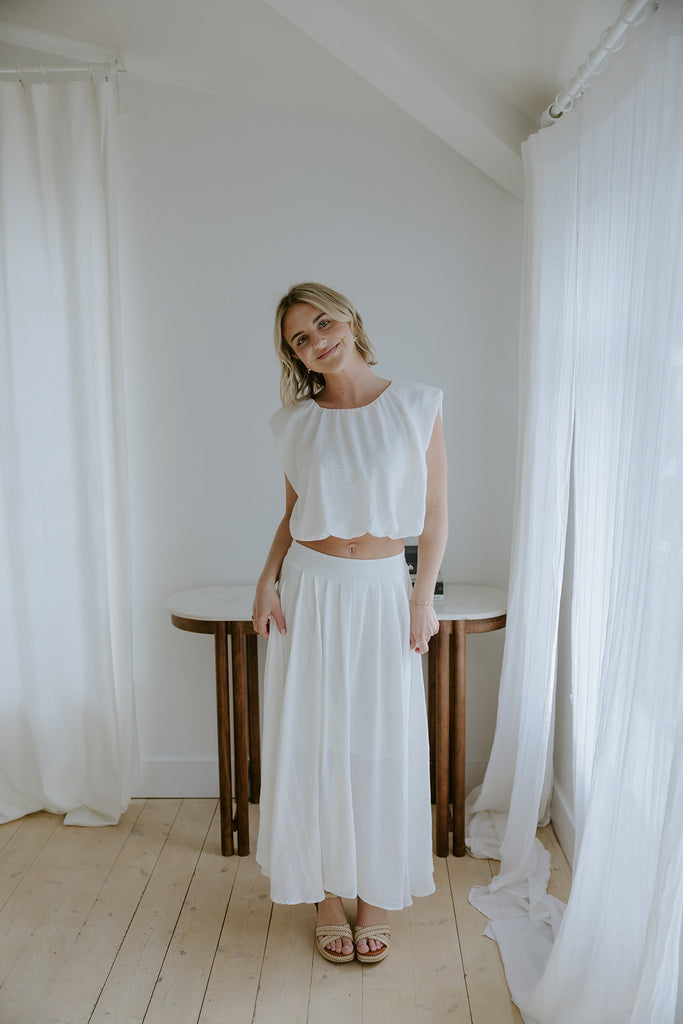 Bubble Top & Skirt Set - White