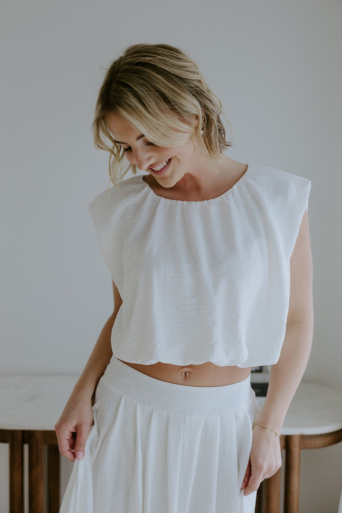 Bubble Top & Skirt Set - White