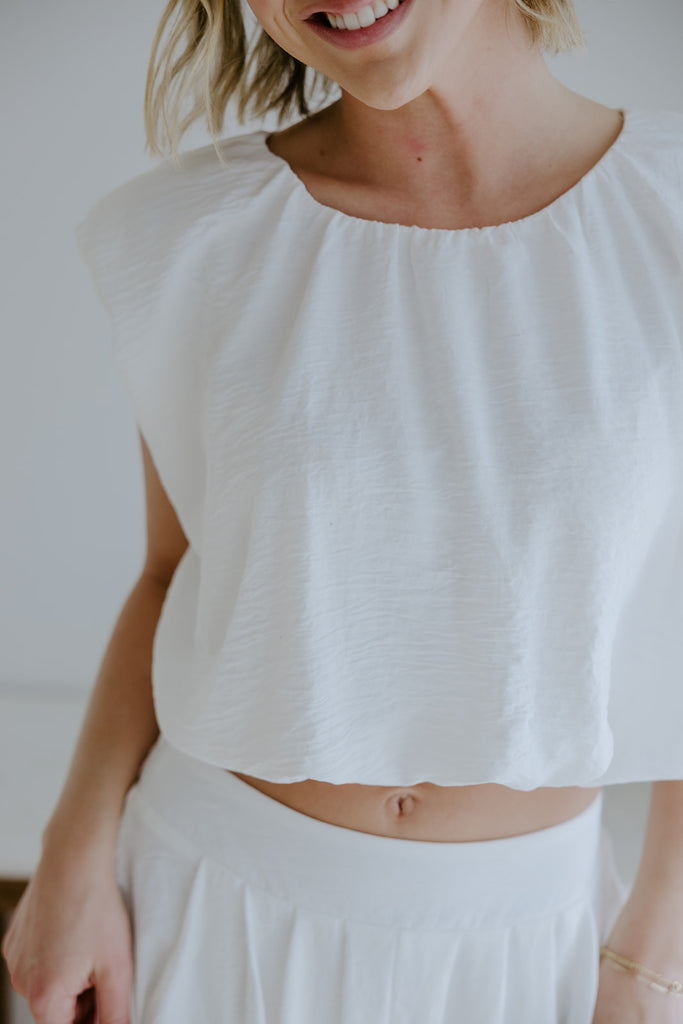Bubble Top & Skirt Set - White