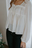 Sheer Long Sleeve Blouse - Cream