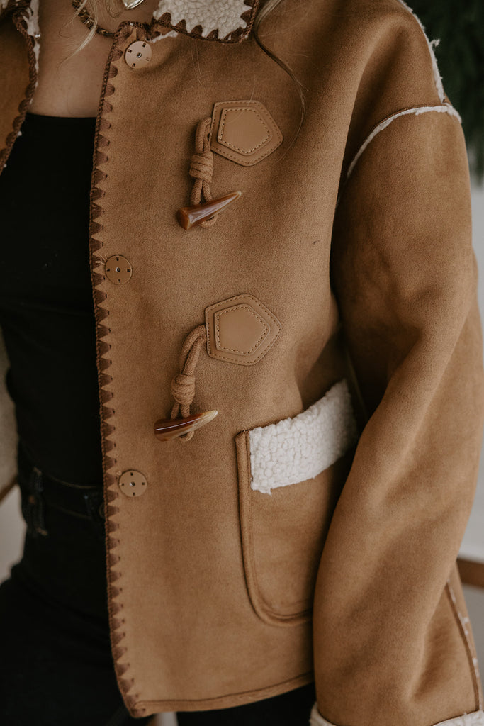 Faux Suede And Shearling Toggle Coat