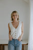 Knit Front Button Vest - Off White