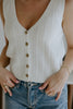 Knit Front Button Vest - Off White