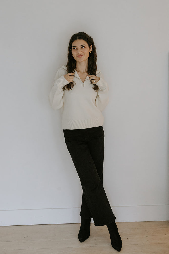 3/4 Zip Sweater - Cream