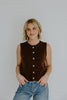 Rolled Hem Sleeveless Vest - Brown