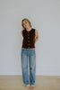 Rolled Hem Sleeveless Vest - Brown