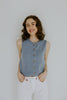 Rolled Hem Sleeveless Vest - Blue