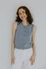 Rolled Hem Sleeveless Vest - Blue