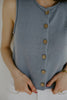 Rolled Hem Sleeveless Vest - Blue