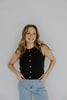 Rolled Hem Sleeveless Vest - Navy