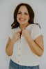 Knit Button Down Vest - Cream