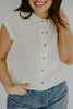 Knit Button Down Vest - Cream