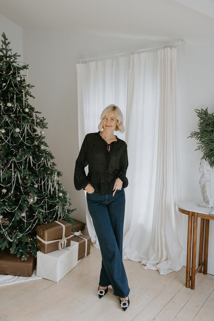 Sparkle Babydoll Top - Black