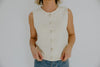 Rolled Hem Sleeveless Vest - Cream