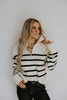 Striped 3/4 Sweater - Cream/Black