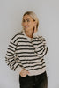 Striped Back Button Detail Sweater - Black