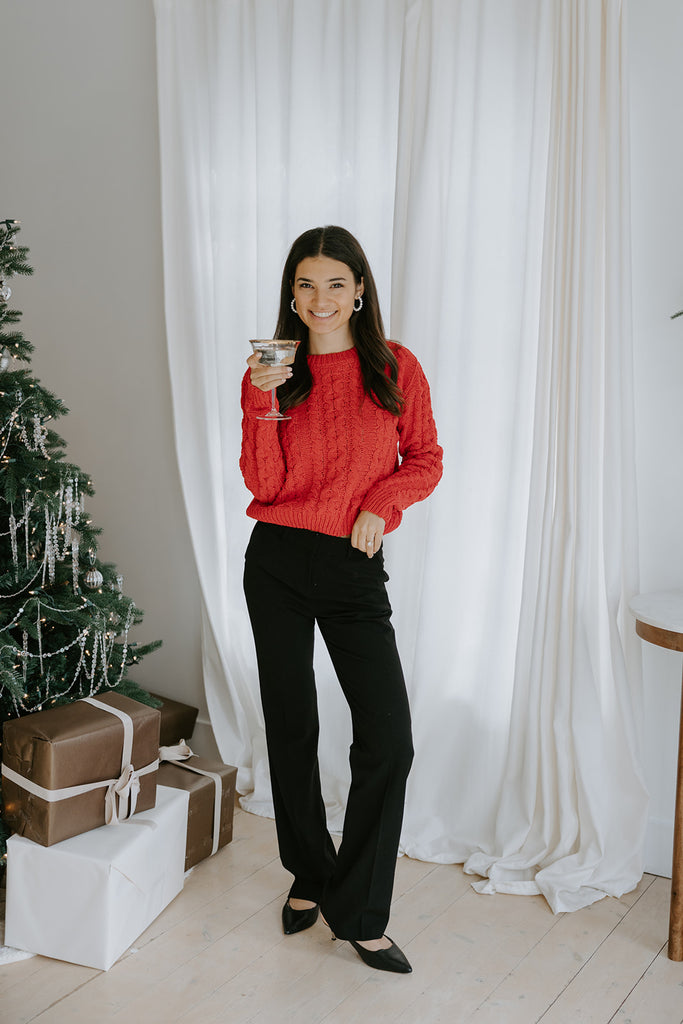 Cable Knit Super Soft Sweater - Red