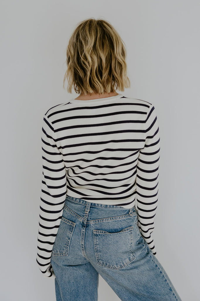 Striped Classic Cardi - Navy
